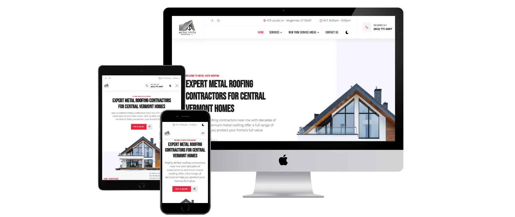 Metal Vista Roofing website preview